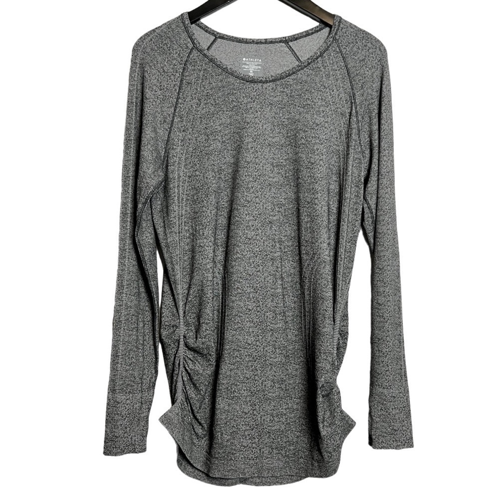 Athleta Speed Light Seamless Rusched Top Heather Gray XLarge